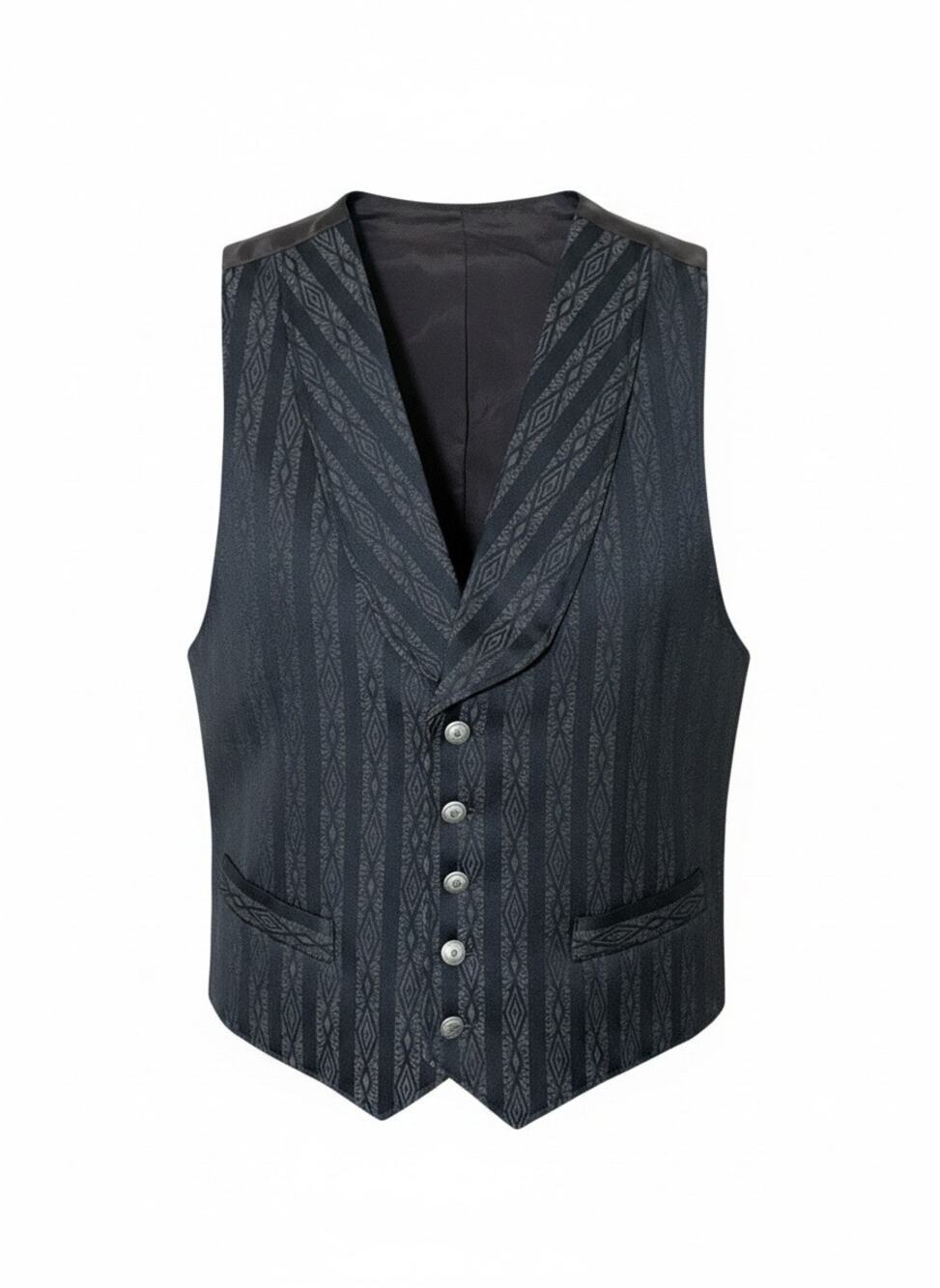 Wah Maker Frontier Mens Vest M Metal Button Striped Diamond Pattern USA Western
